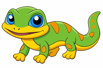 Vector Art Cute Lizard Illustration on White Background