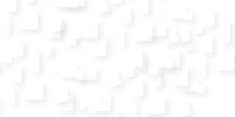Abstract design with white transparent material in triangle and square shapes on white background. Square in bright light with paper texture.Modern and creative design with different size white boxes.