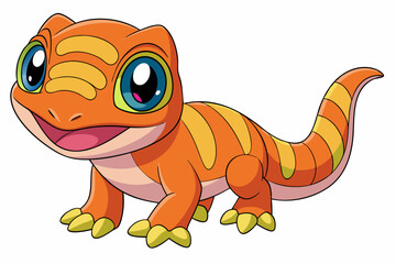 Vector Art Cute Lizard Illustration on White Background