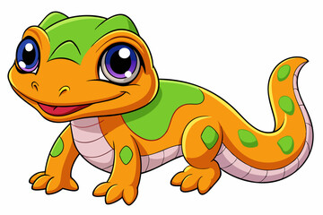 Vector Art Cute Lizard Illustration on White Background
