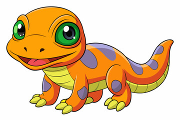 Vector Art Cute Lizard Illustration on White Background