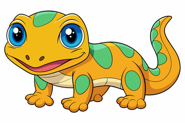 Vector Art Cute Lizard Illustration on White Background