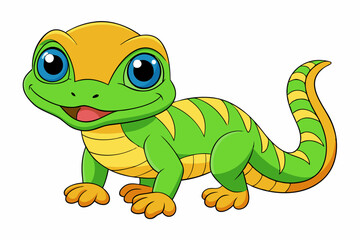 Vector Art Cute Lizard Illustration on White Background
