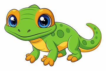 Vector Art Cute Lizard Illustration on White Background
