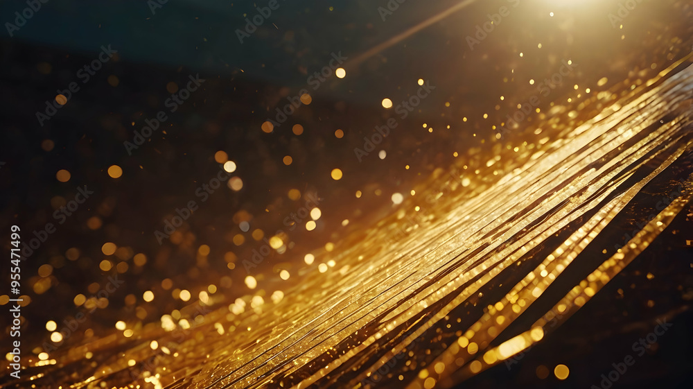 Canvas Prints golden sparkle: a mesmerizing abstract backdrop of golden light streaks and shimmering particles evo