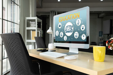 E-learning website with sofware for student to study online on the internet network snugly