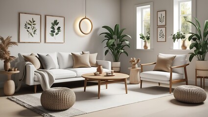 Scandinavian-Inspired Living Room with Natural Elements