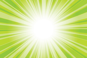 Abstract glowing green sunburst background. Lawn green glow effect sunburst background for presentation,  banner, poster, flyer, sales. Modern pop art poster for summer and spring.
