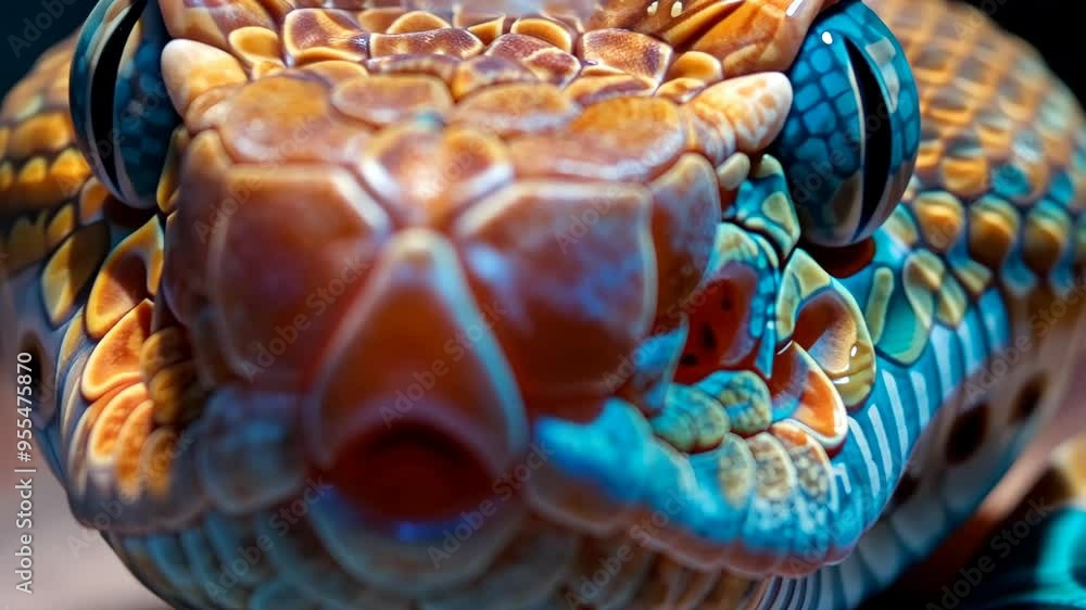 Poster stunning close-up of a vividly patterned reptile showcasing its intricate scales and unique features