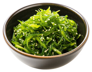 PNG Japanes seaweed salad food bowl white background.