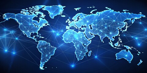 Global Network Connection, World Map, Digital, Technology, Internet