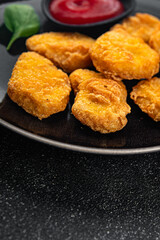 nuggets chicken meat deep fried fresh meal food snack on the table copy space food background rustic top view