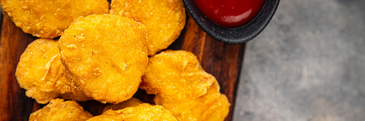 nuggets chicken meat deep fried fresh meal food snack on the table copy space food background rustic top view