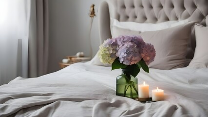 hydrangea on the bed