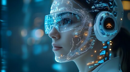 Futuristic Cyborg Interface Showcasing Digital Transformation and Advanced Technology Solutions