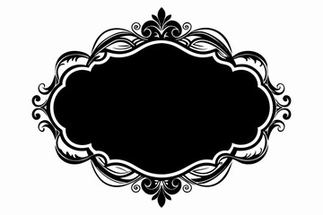 Calligraphic ornamental blank frame silhouette black vector art illustration