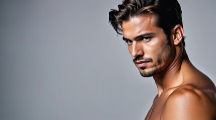 Obraz premium Shirtless Man Posing for Picture