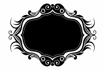 Calligraphic ornamental blank frame silhouette black vector art illustration