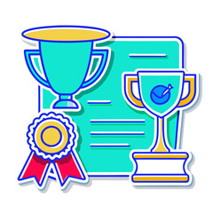 Vector Illustrations Diploma, Cup, Certificate, Medal