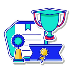 Vector Illustrations Diploma, Cup, Certificate, Medal