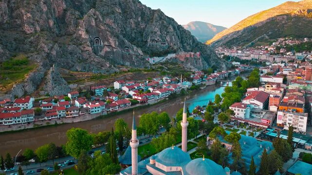 Aerial views of Amasya, Turkey