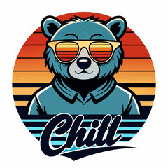 
Vintage Sunset Bear Chill T-Shirt Design
