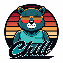 
Vintage Sunset Bear Chill T-Shirt Design
