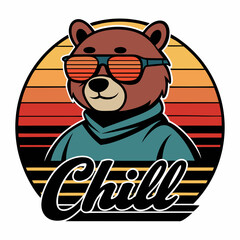 
Vintage Sunset Bear Chill T-Shirt Design
