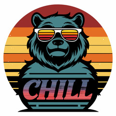 
Vintage Sunset Bear Chill T-Shirt Design
