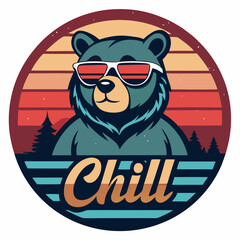 
Vintage Sunset Bear Chill T-Shirt Design
