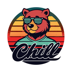 
Vintage Sunset Bear Chill T-Shirt Design
