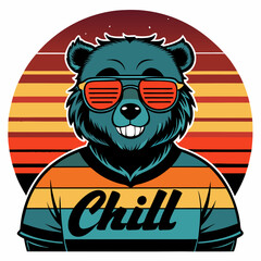 
Vintage Sunset Bear Chill T-Shirt Design
