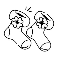 Hand drawn icon of shamrock socks 