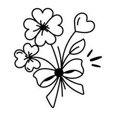 A doodle style icon of shamrock bouquet