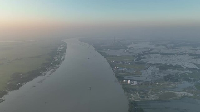 Aerial view of Rampal power plant in Bagerhat, Bangladesh