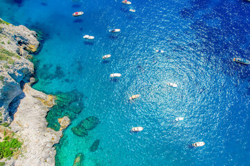 Via Krupp road in Capri island coastline, Tyrrhenian sea, Italy