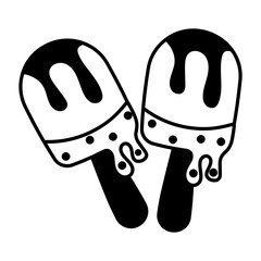 Ice popsicles icon in glyph style 