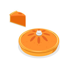3D Isometric Flat Vector Set of Diffeent Pies and Slices, American Homemade Traditional Desserts. Item 3