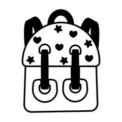 A glyph style icon of backpack 