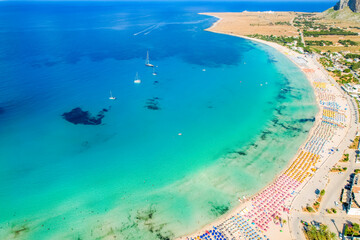 Fototapeta premium San Vito lo Capo beach and Monte Monaco in peak in north-western Sicily.