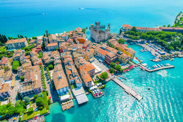 Rocca Scaligera Castle in Sirmione Lake Garda, Italy. Lago di garda