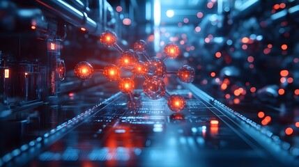 Futuristic Molecular Structure Visualization Showcasing Advancements in Battery Technology