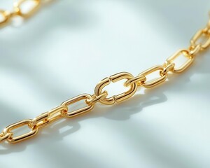 Obraz premium Simple gold chain with a single minimalist charm, top view, neutral background, soft shadows