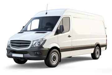 A white van on a white background