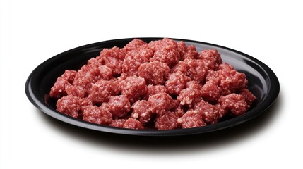 Raw Ground Meat in a Black Plate