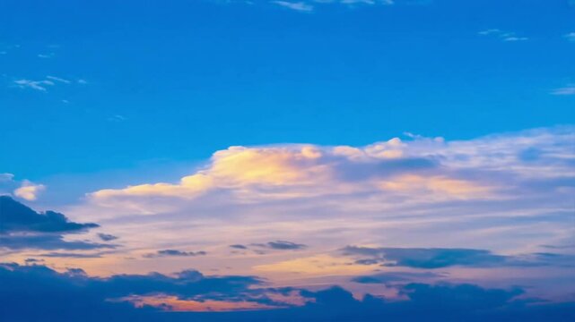 a seamless timelapse video capturing the dynamic movement of fluffy white cumulus clouds drifting