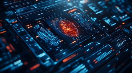 Futuristic Blue Medical User Interface with Abstract Informationgraphics