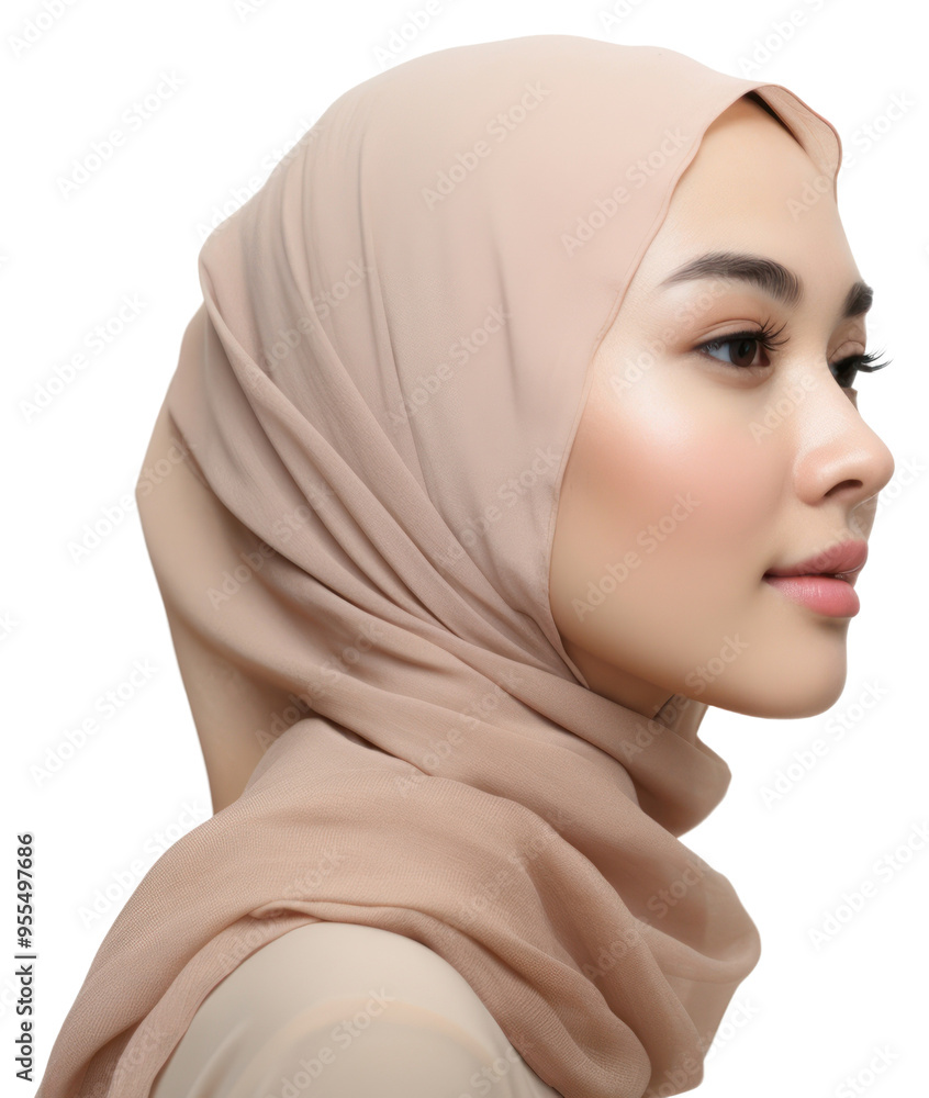 Sticker PNG Asian muslim woman portrait adult photo.