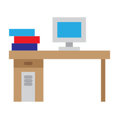 Computer Table Vector Flat Icon Design
