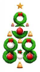 Christmas Tree Made of Wreaths and Ornaments